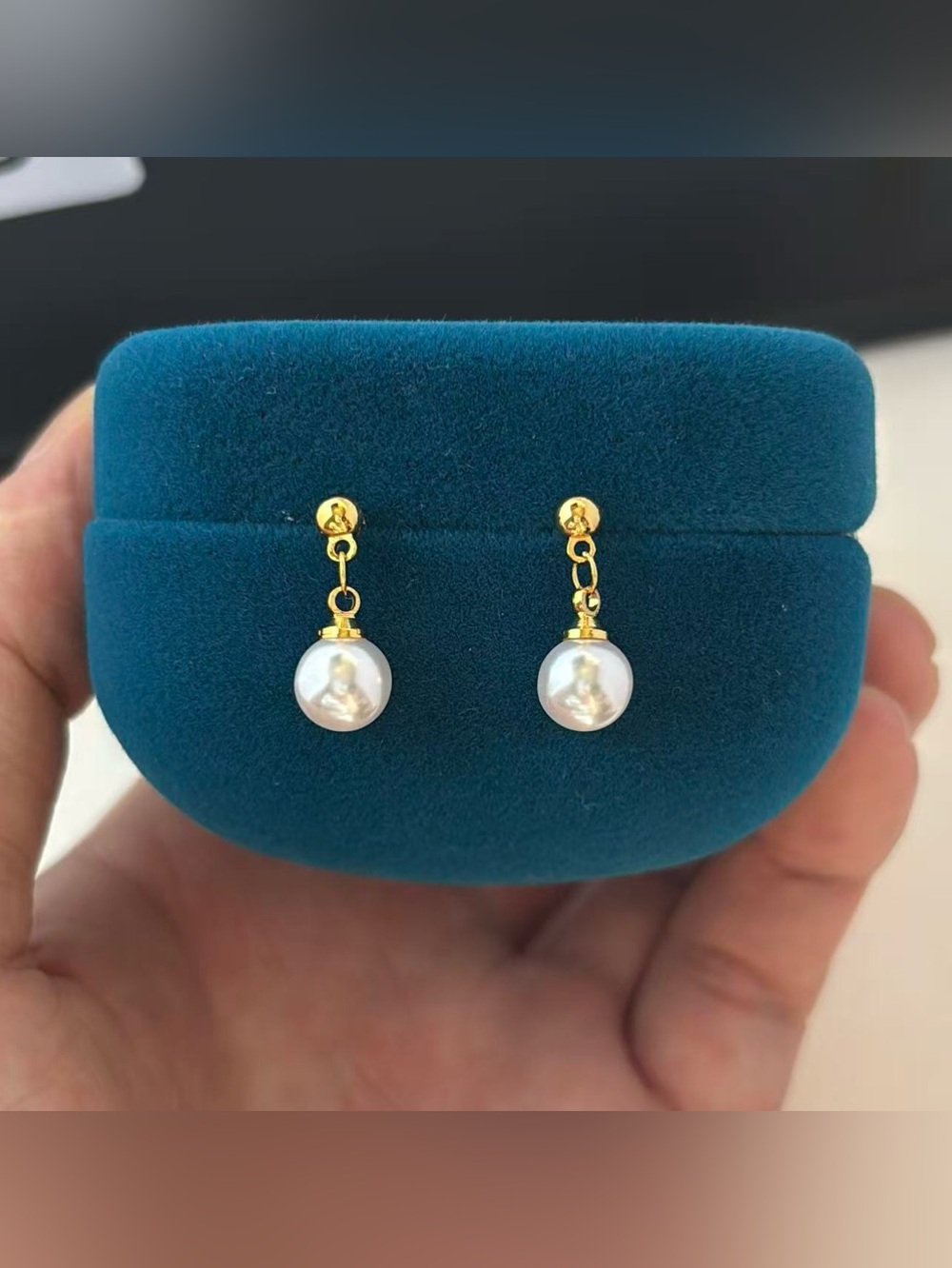8mm White Pearl Dangle Drop Earrings for Women